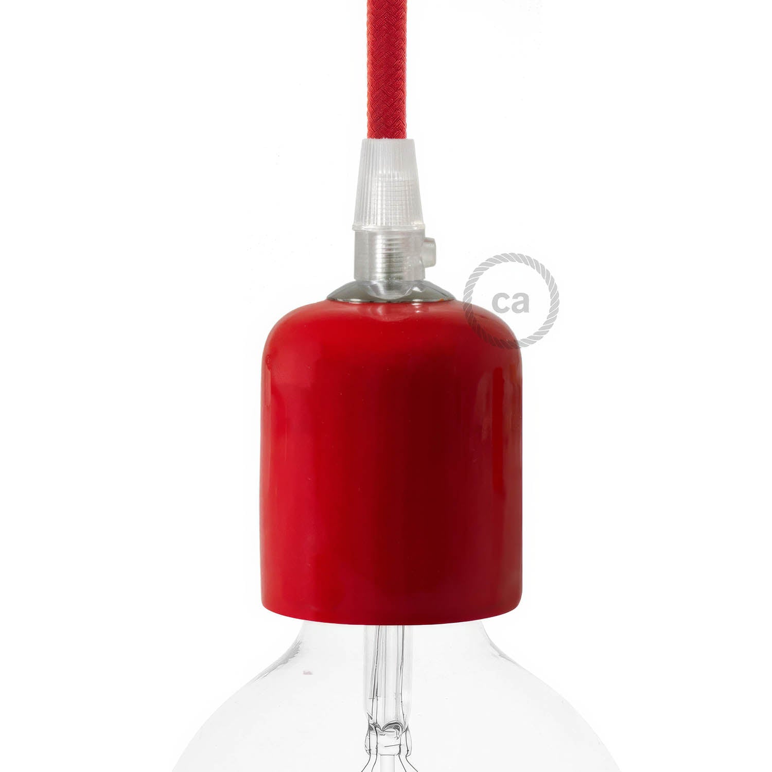 Kit portalampada E27 in ceramica - Rosso