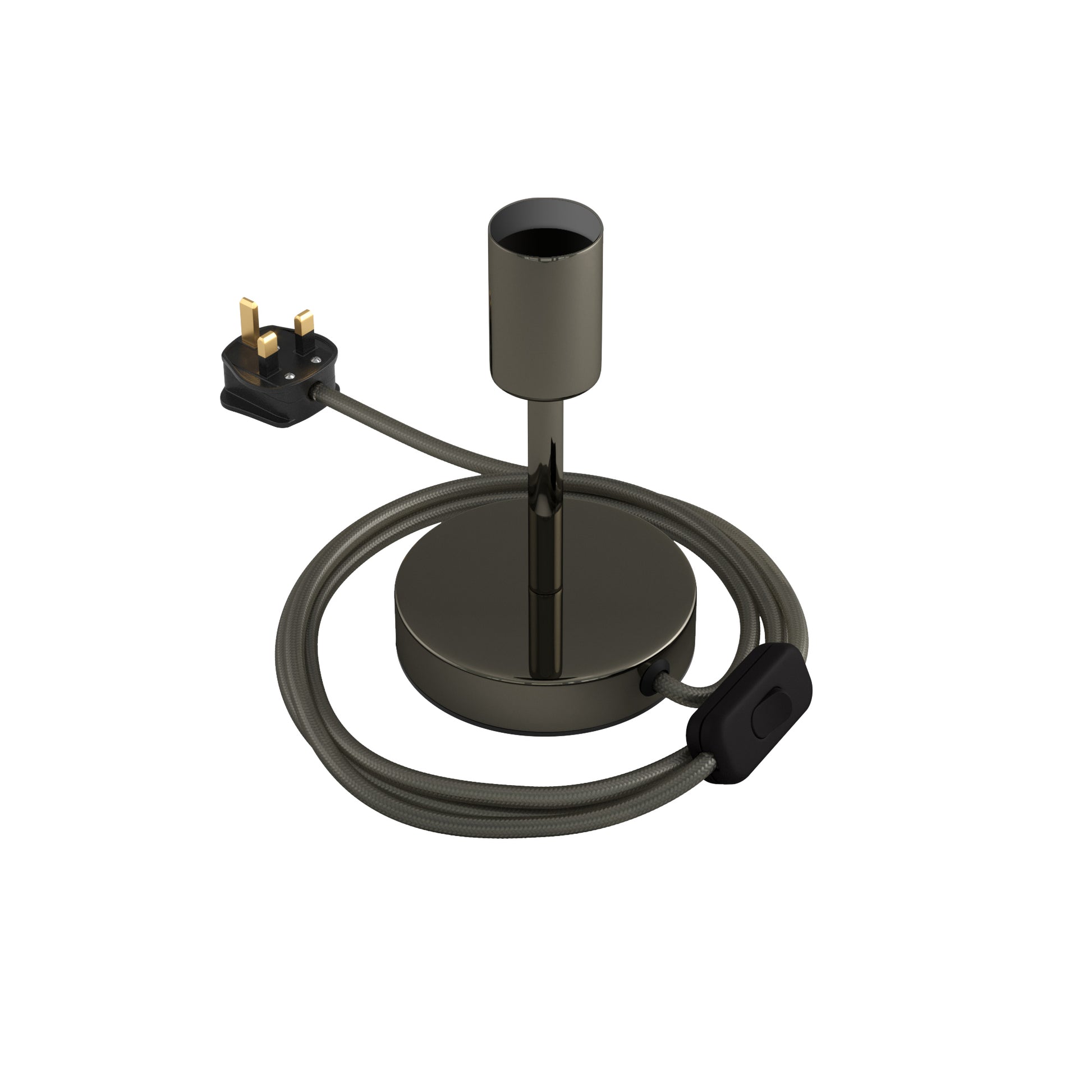 Alzaluce - Lampada da tavolo in metallo e spina UK - Nero perla 10 cm