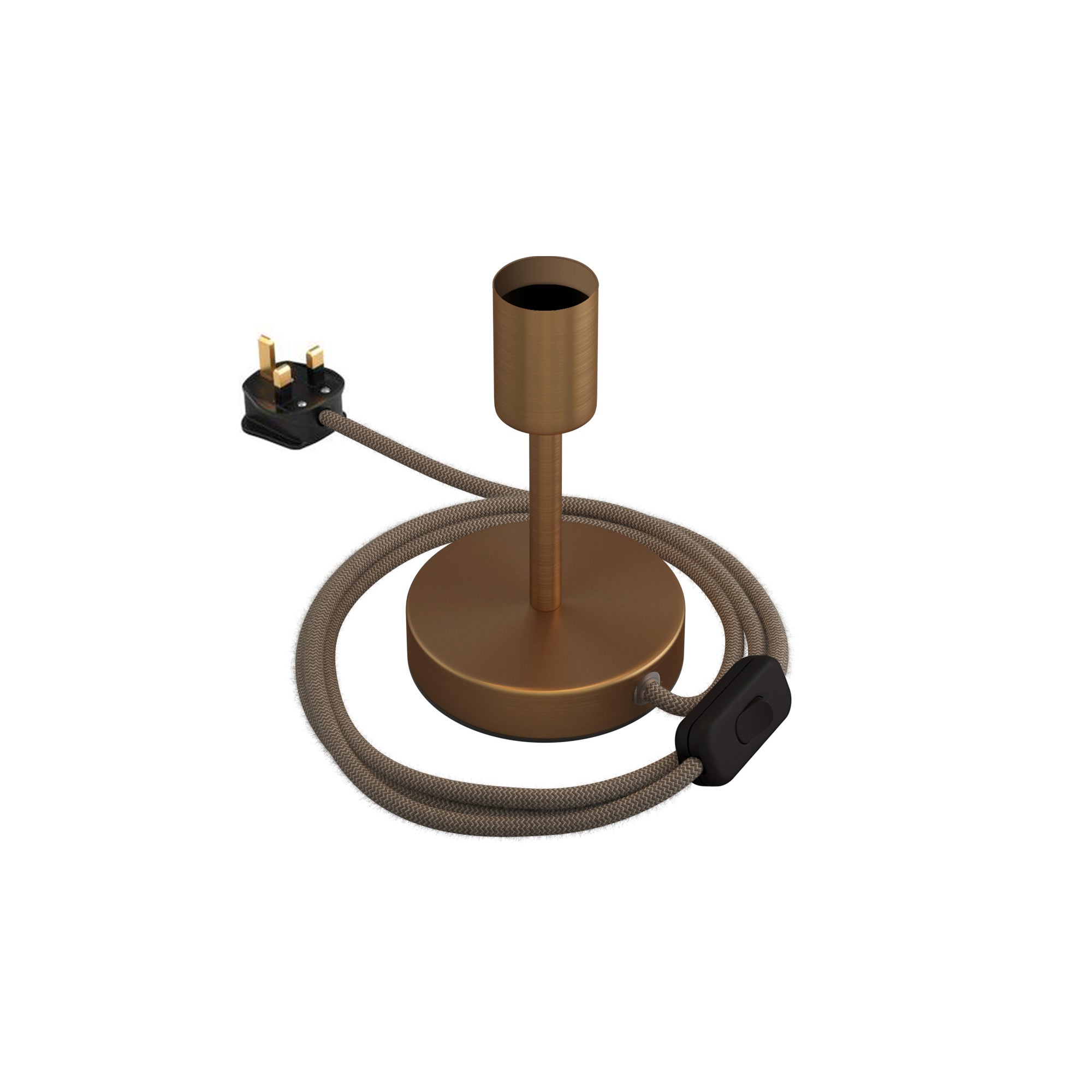 Alzaluce - Lampada da tavolo in metallo e spina UK - Bronzo satinato 10 cm