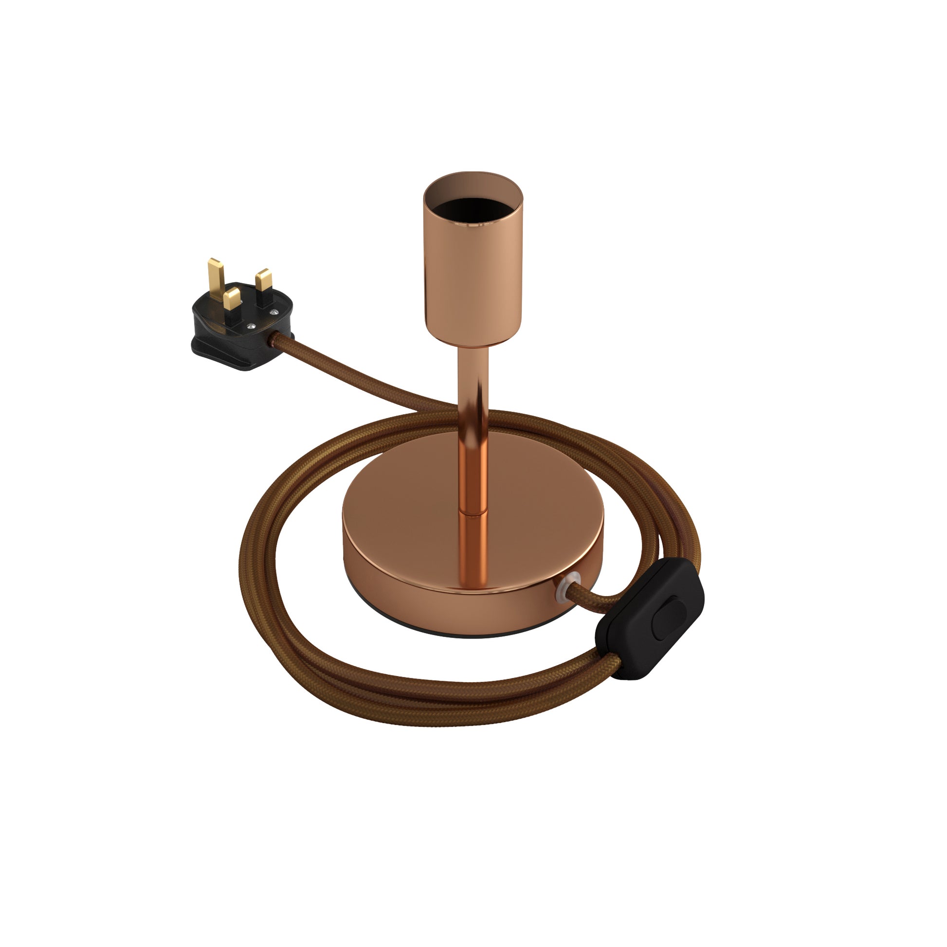 Alzaluce - Lampada da tavolo in metallo e spina UK - Rame 10 cm