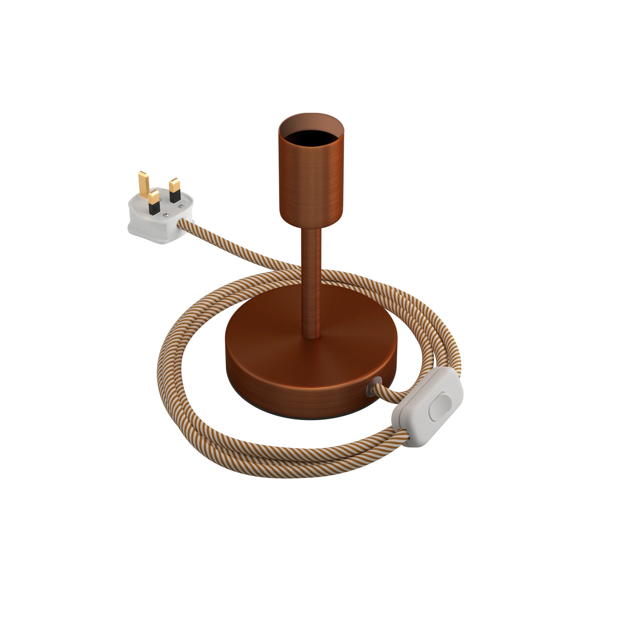 Alzaluce - Lampada da tavolo in metallo e spina UK - Rame satinato 10 cm