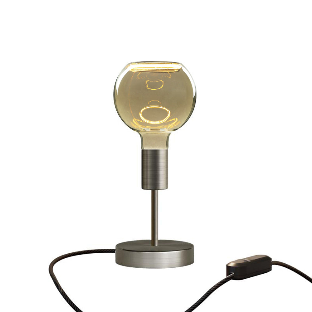 Lampada da tavolo Alzaluce Globo Ghost in metallo e spina UK - Titanio satinato Dimmer