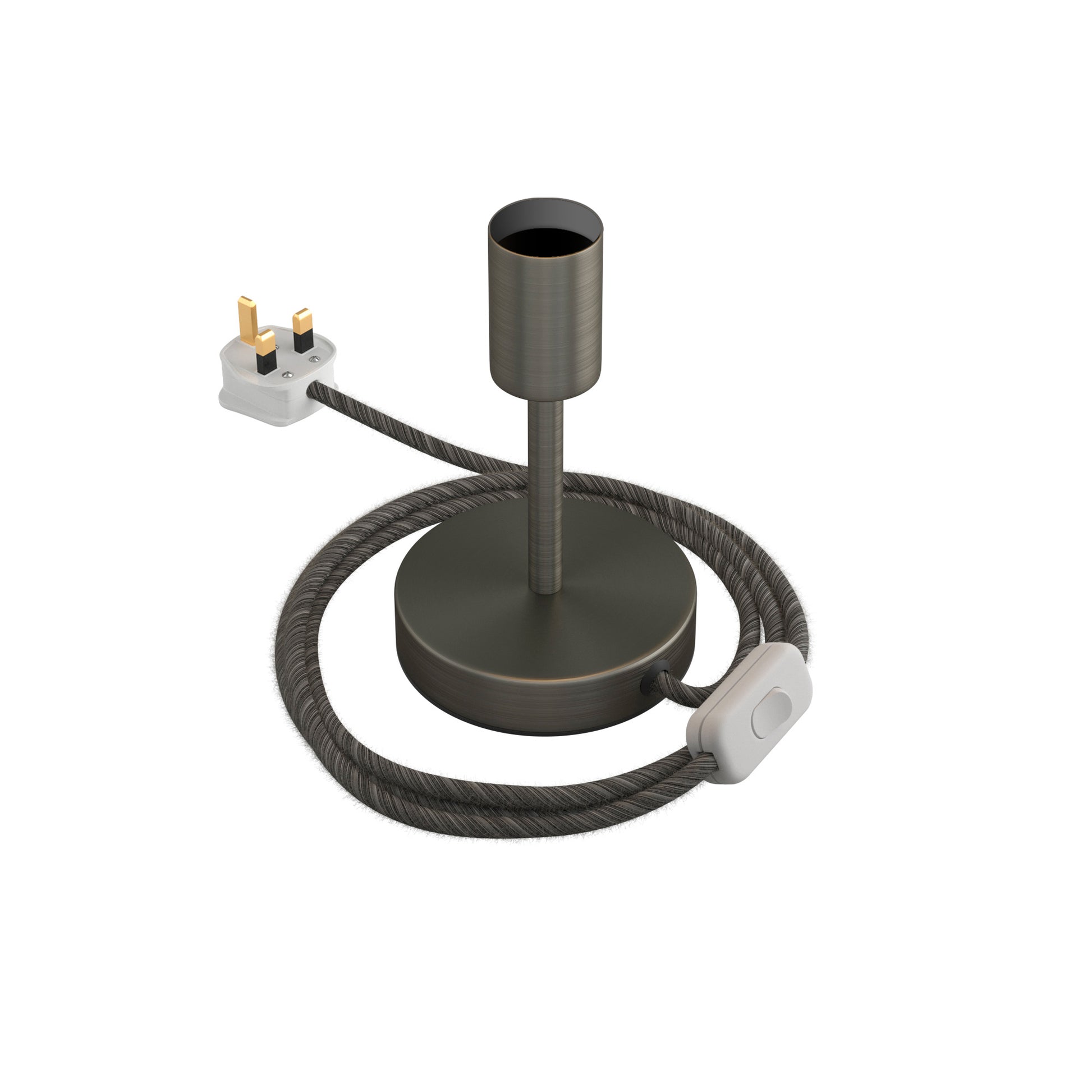 Alzaluce - Lampada da tavolo in metallo e spina UK - Titanio satinato 10 cm