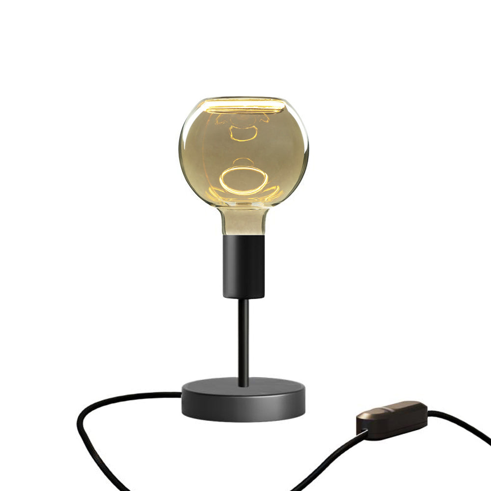 Lampada da tavolo Alzaluce Globo Ghost in metallo e spina UK - Nero opaco Dimmer