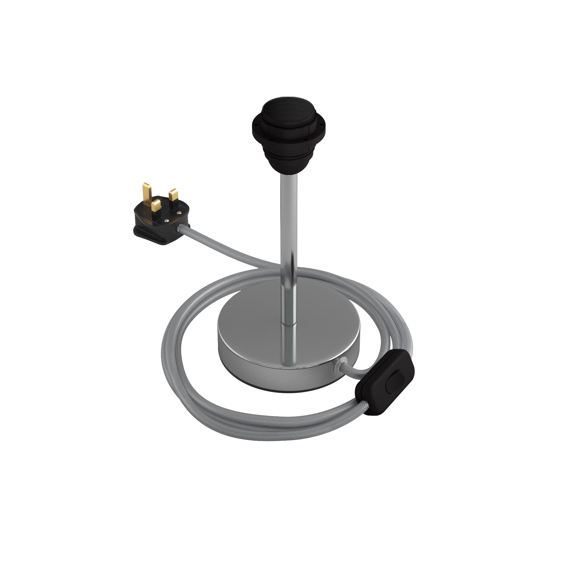 Alzaluce per paralume - Lampada da tavolo in metallo e spina UK - Cromo 15 cm