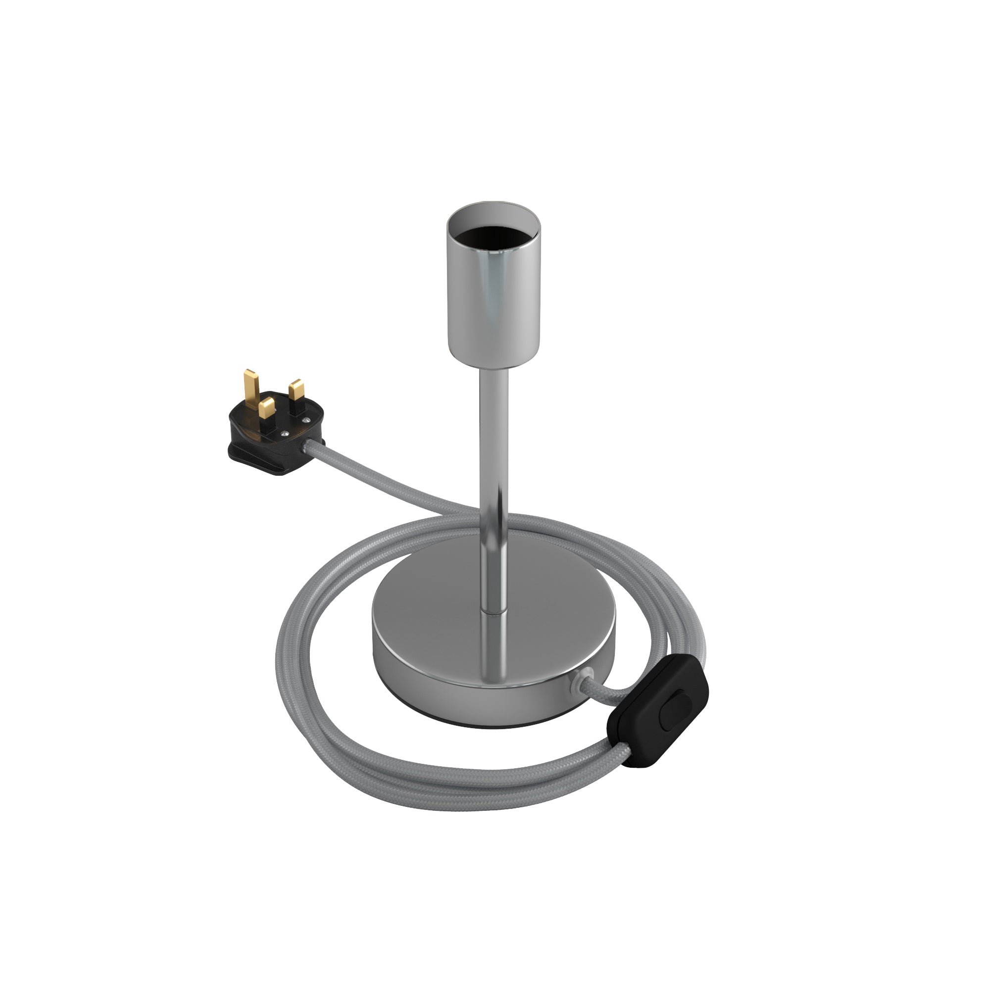 Alzaluce - Lampada da tavolo in metallo e spina UK - Cromo 15 cm