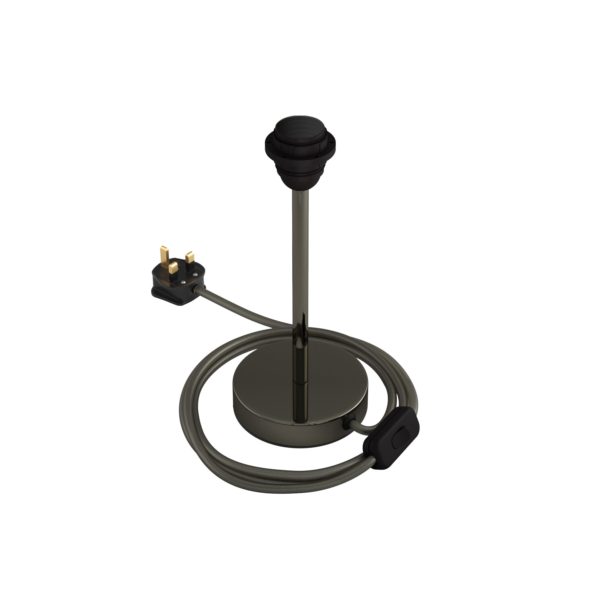 Alzaluce per paralume - Lampada da tavolo in metallo e spina UK - Nero perla 20 cm