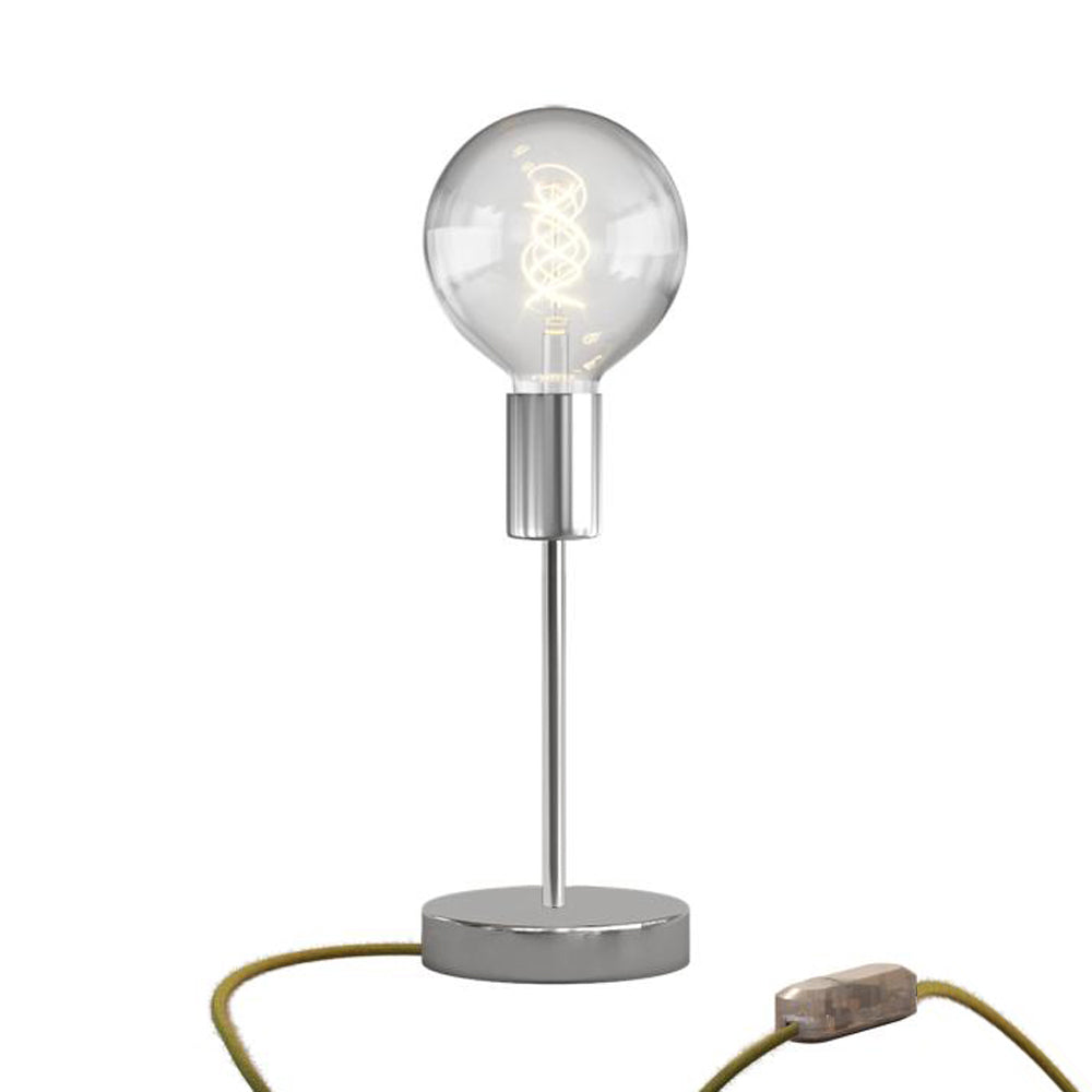 Lampada da tavolo Alzaluce Globo in metallo - Cromo Dimmer