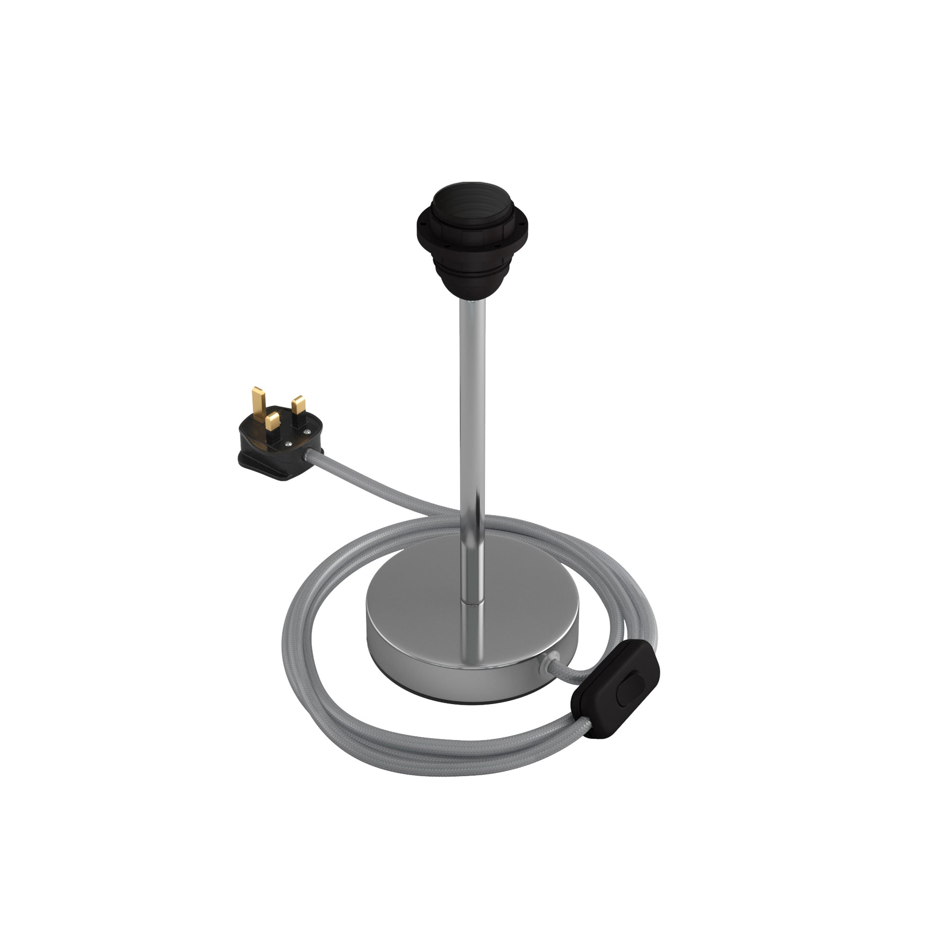 Alzaluce per paralume - Lampada da tavolo in metallo e spina UK - Cromo 20 cm