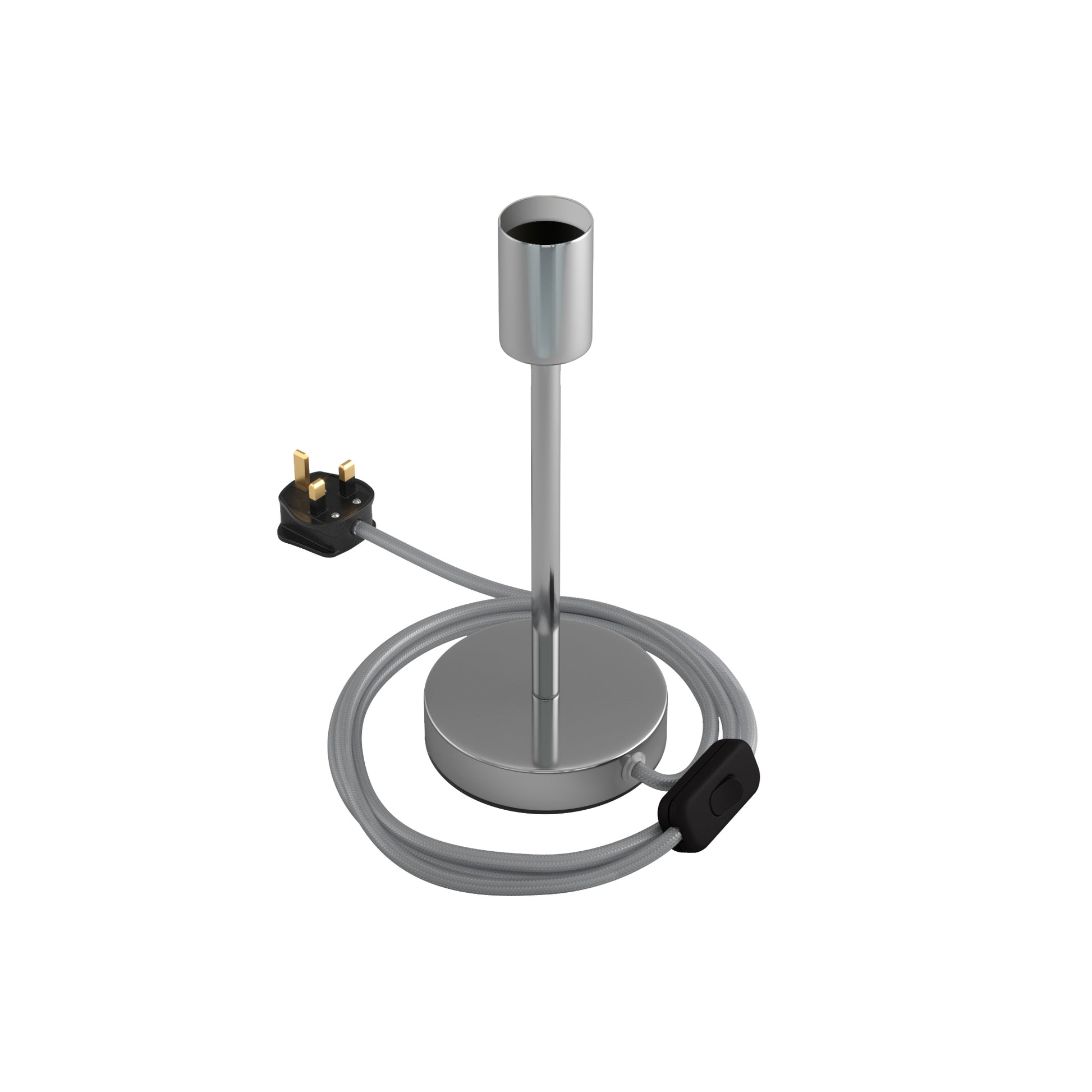 Alzaluce - Lampada da tavolo in metallo e spina UK - Cromo 20 cm