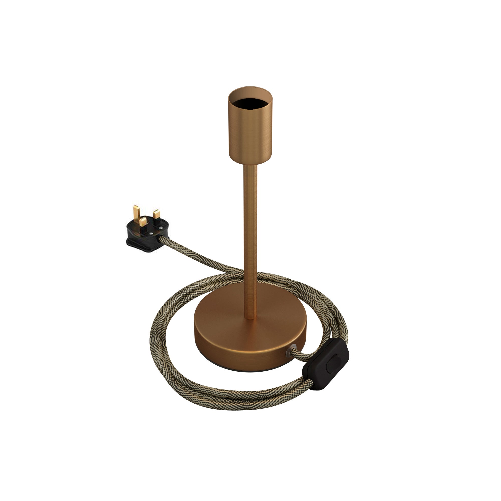 Alzaluce - Lampada da tavolo in metallo e spina UK - Bronzo satinato 20 cm