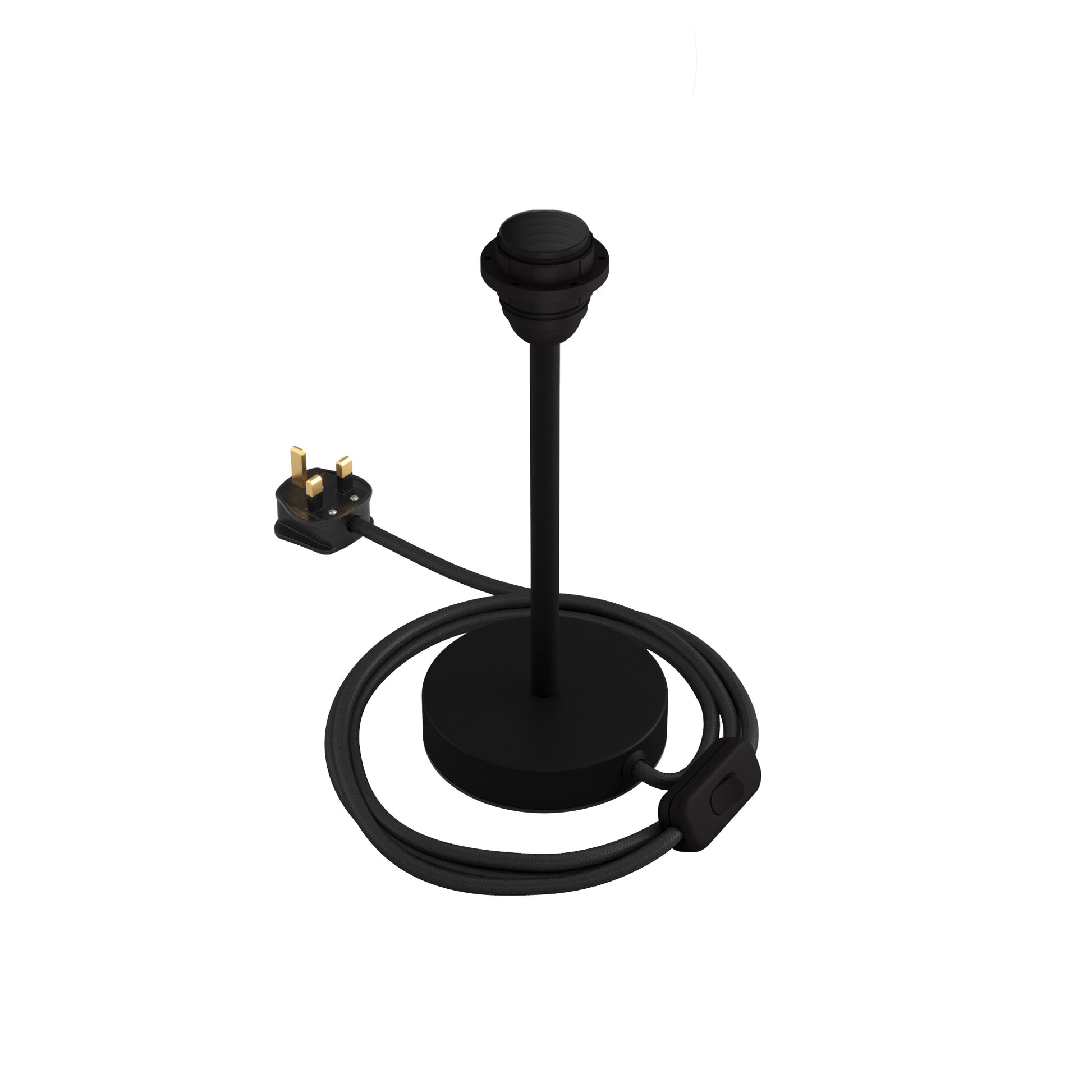 Alzaluce per paralume - Lampada da tavolo in metallo e spina UK - Nero opaco 20 cm