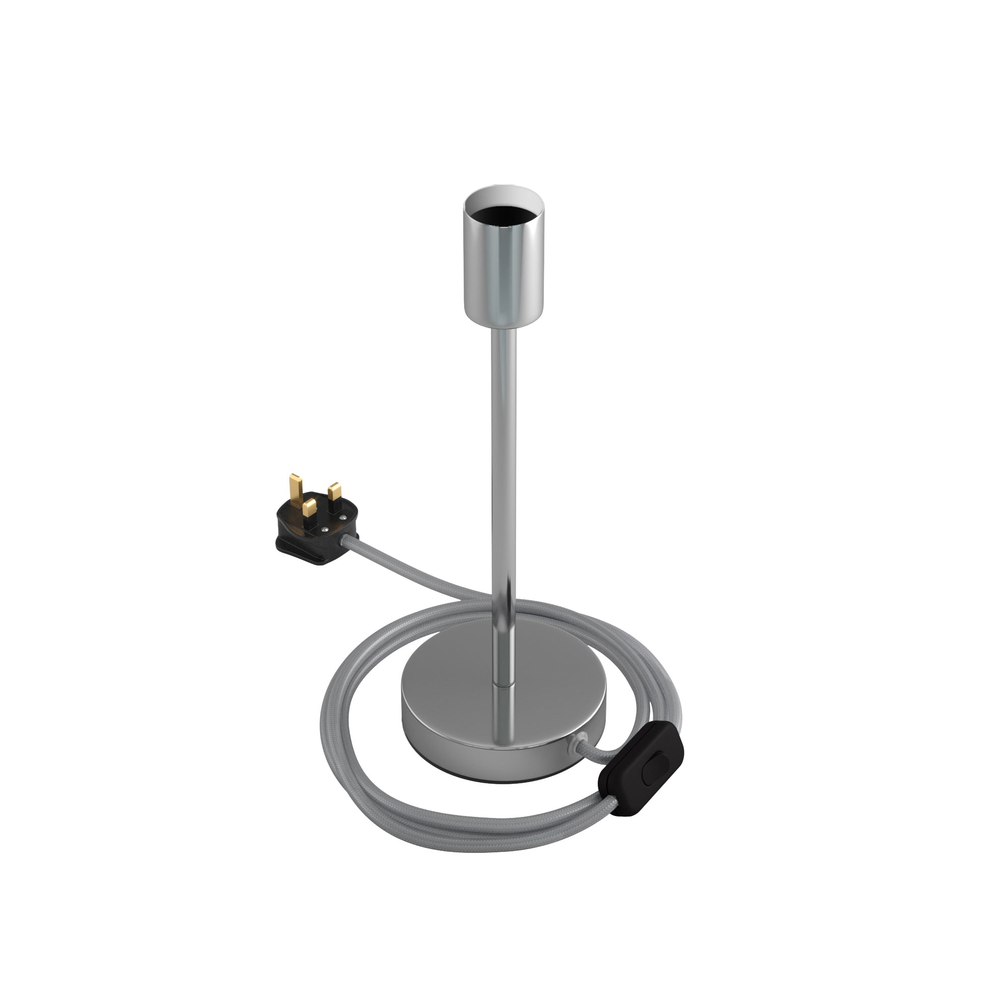 Alzaluce - Lampada da tavolo in metallo e spina UK - Cromo 25 cm