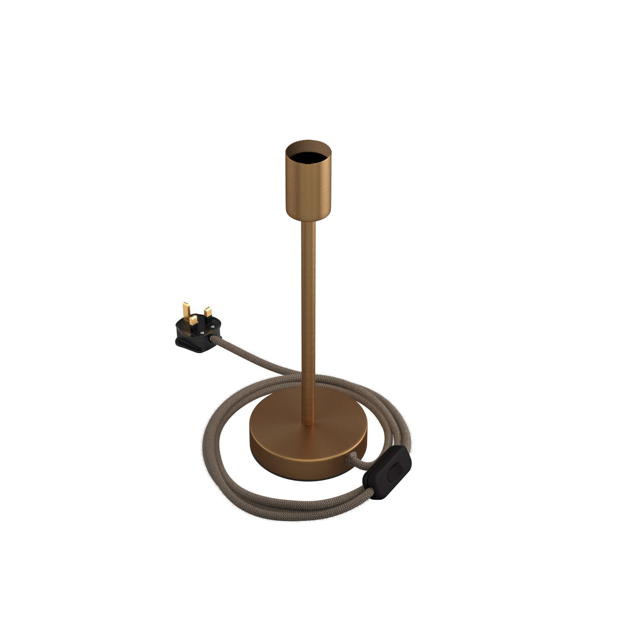 Alzaluce - Lampada da tavolo in metallo e spina UK - Bronzo satinato 25 cm