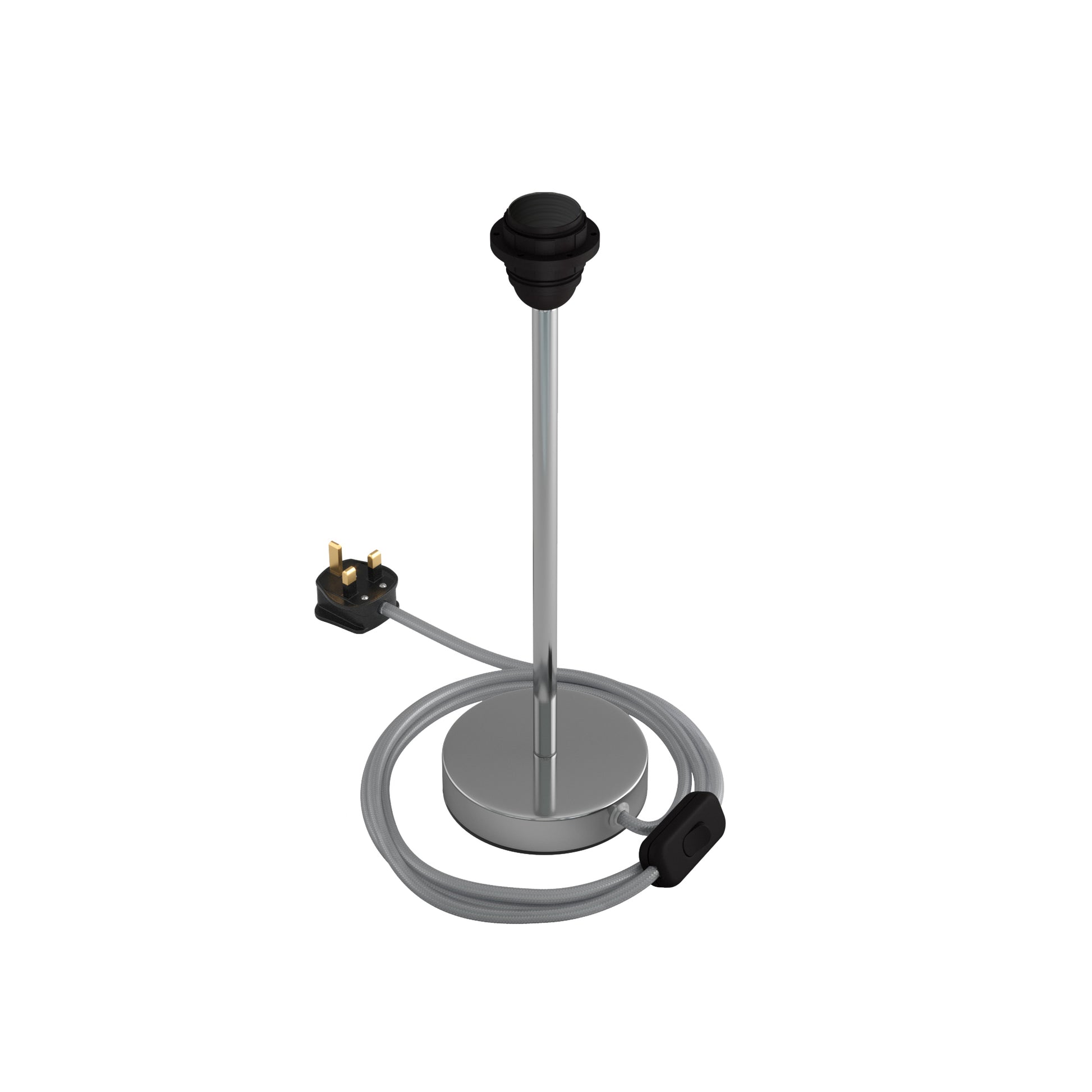 Alzaluce per paralume - Lampada da tavolo in metallo e spina UK - Cromo 30 cm