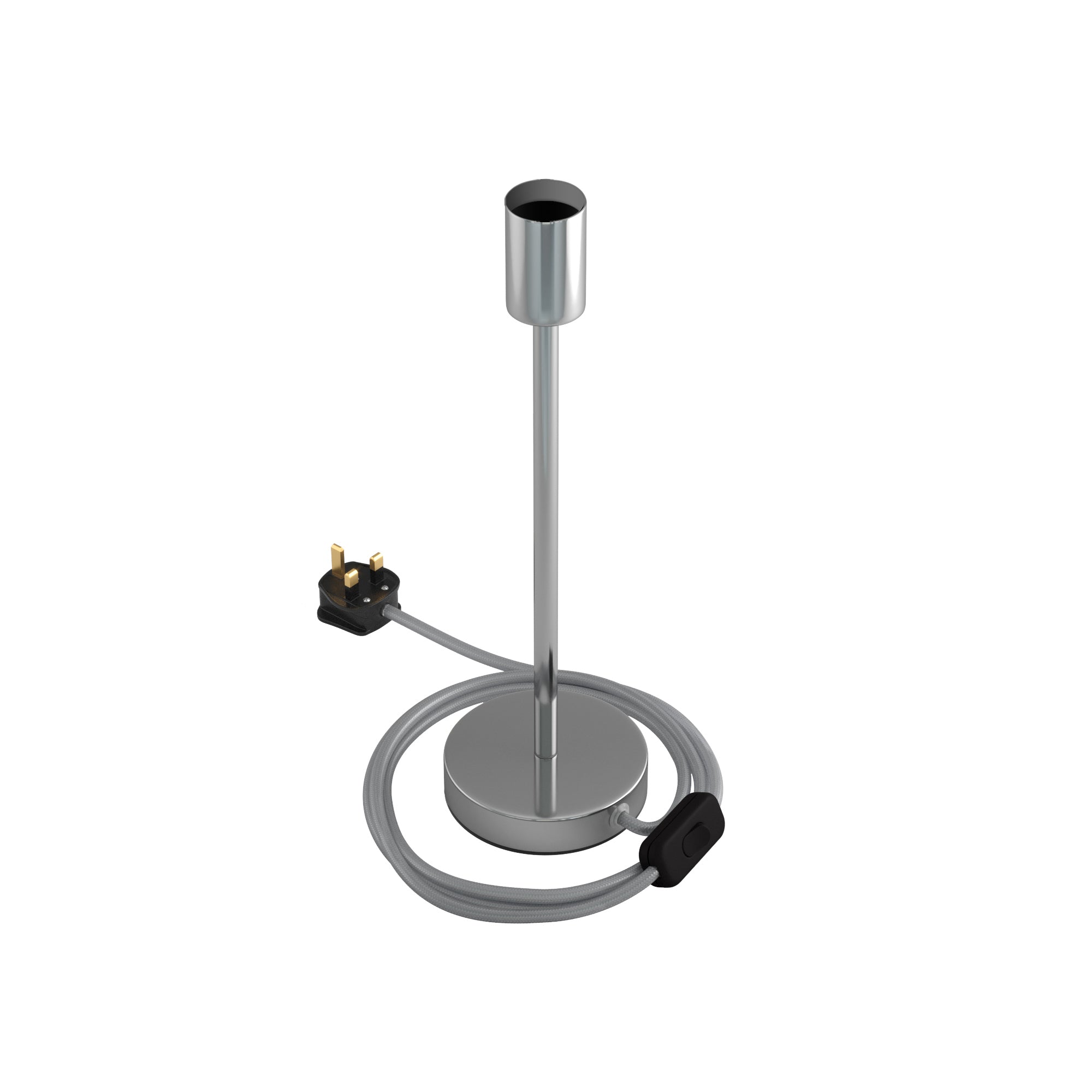 Alzaluce - Lampada da tavolo in metallo e spina UK - Cromo 30 cm