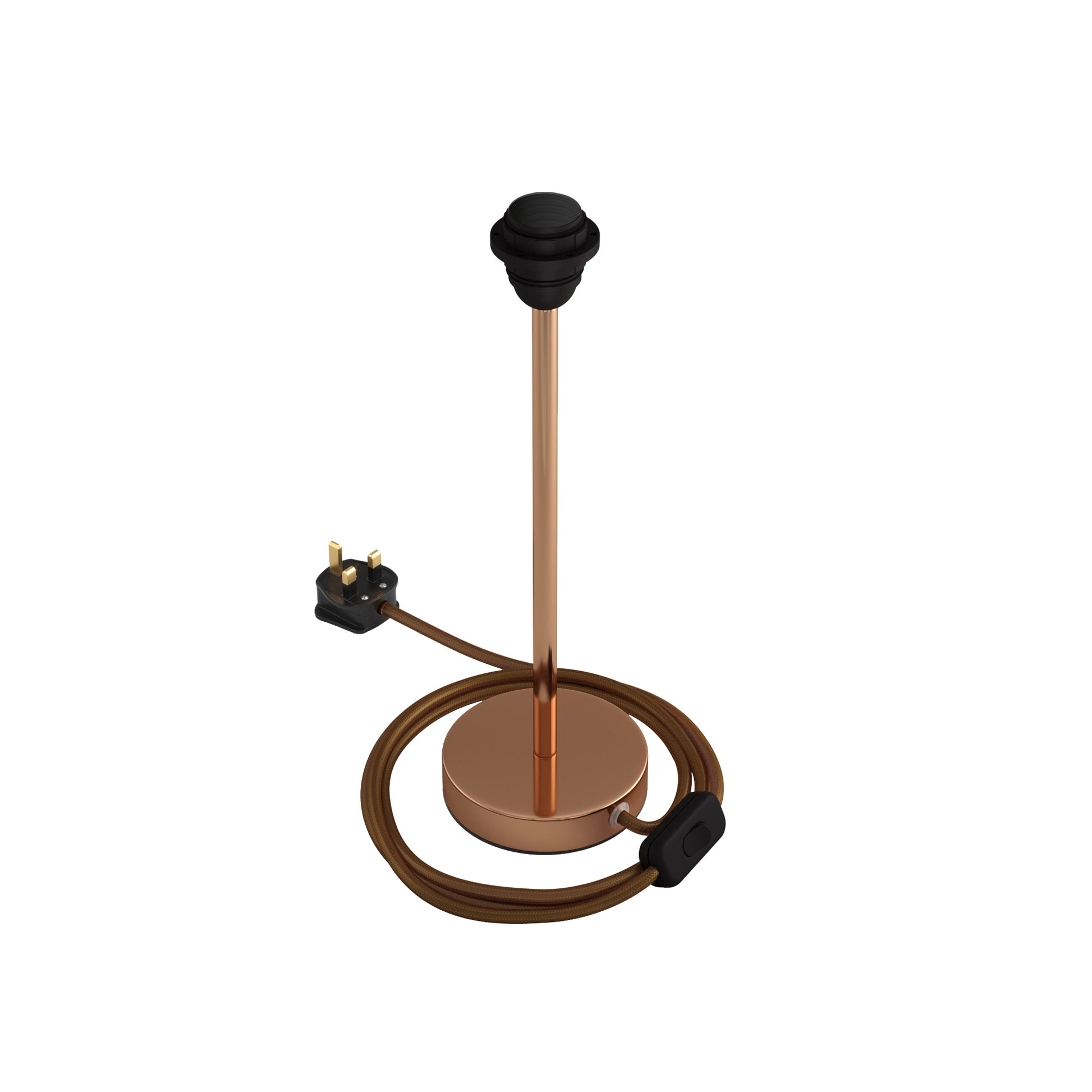 Alzaluce per paralume - Lampada da tavolo in metallo e spina UK - Rame 30 cm