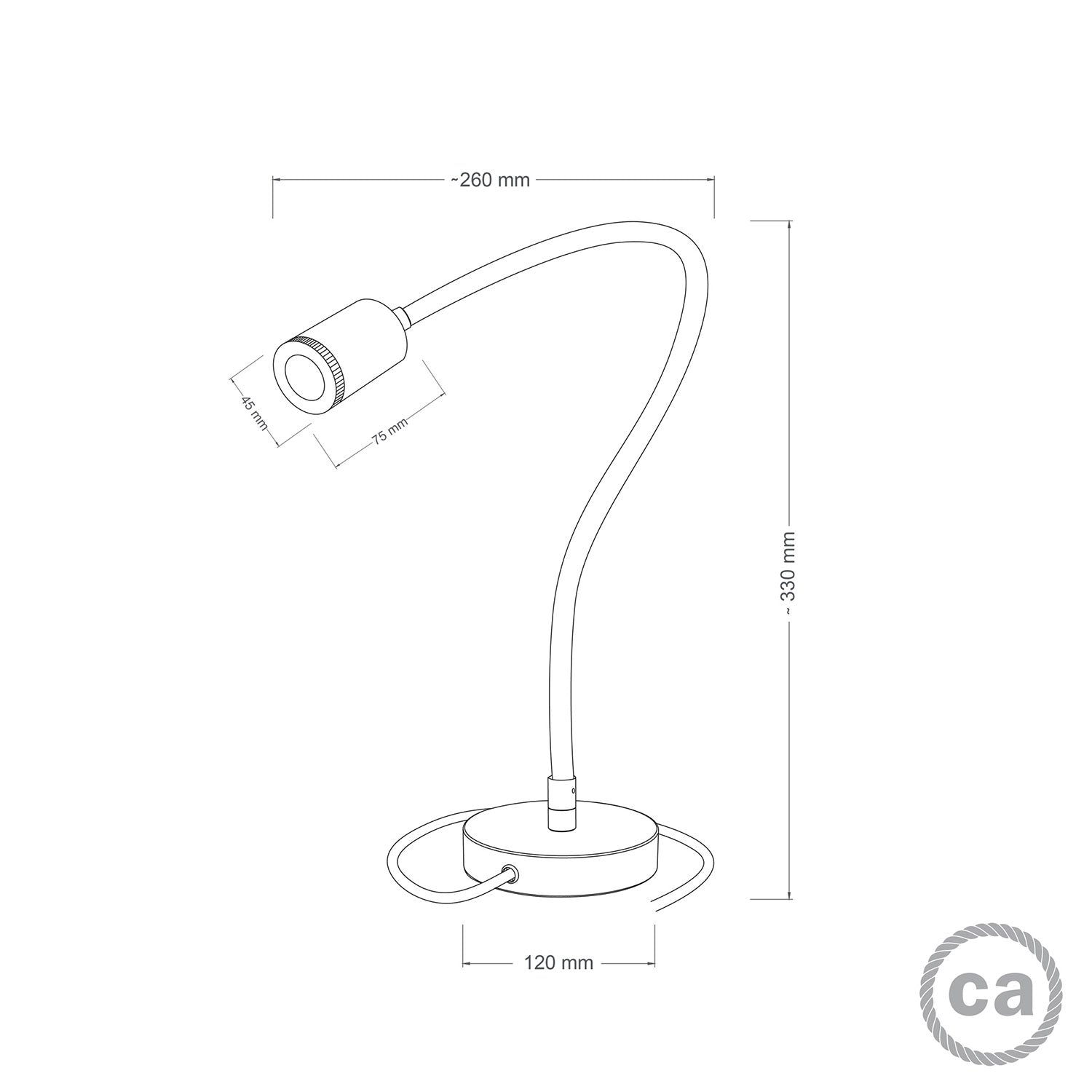 Table Flex GU1d0 lampada da tavolo snodabile con mini faretto LED e spina UK - Rame satinato