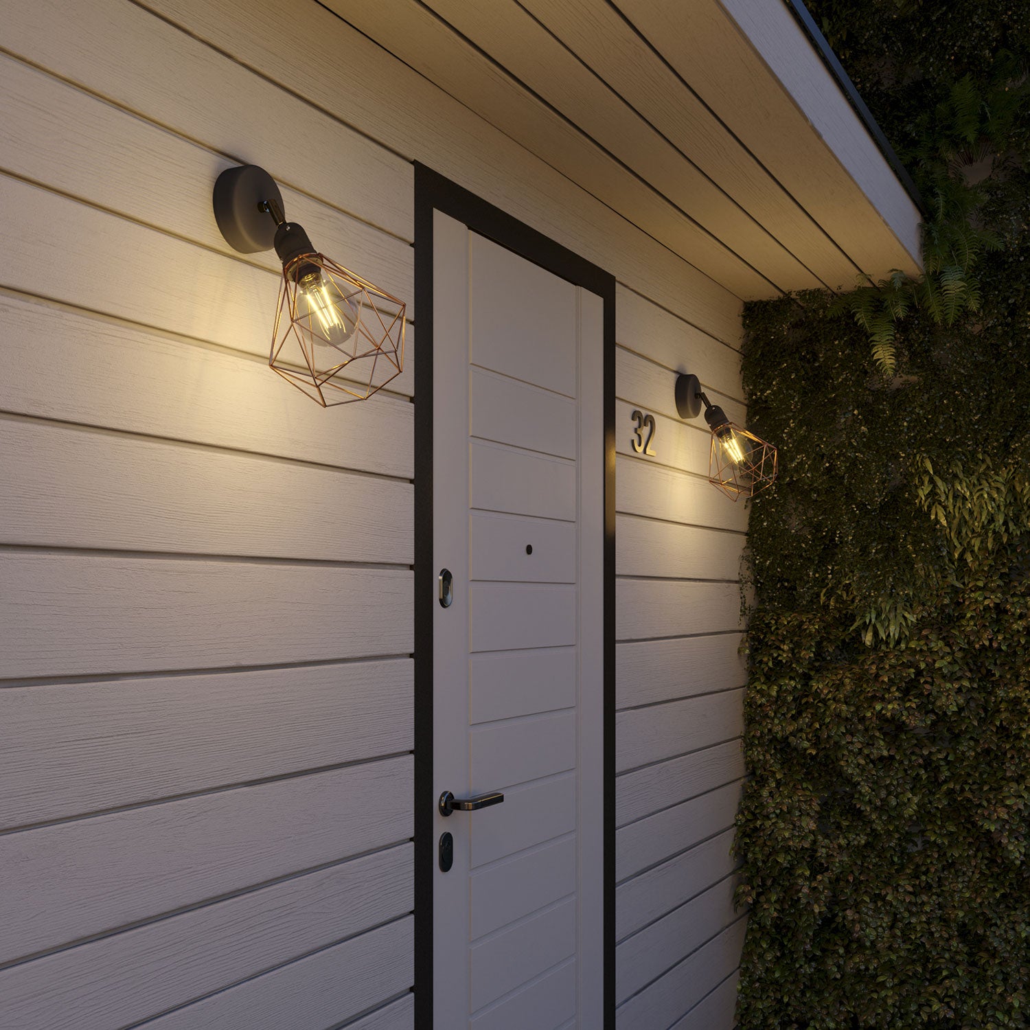 Fermaluce Modulair con snodo orientabile, paralume Diamond e portalampada IP65 waterproof - Rame