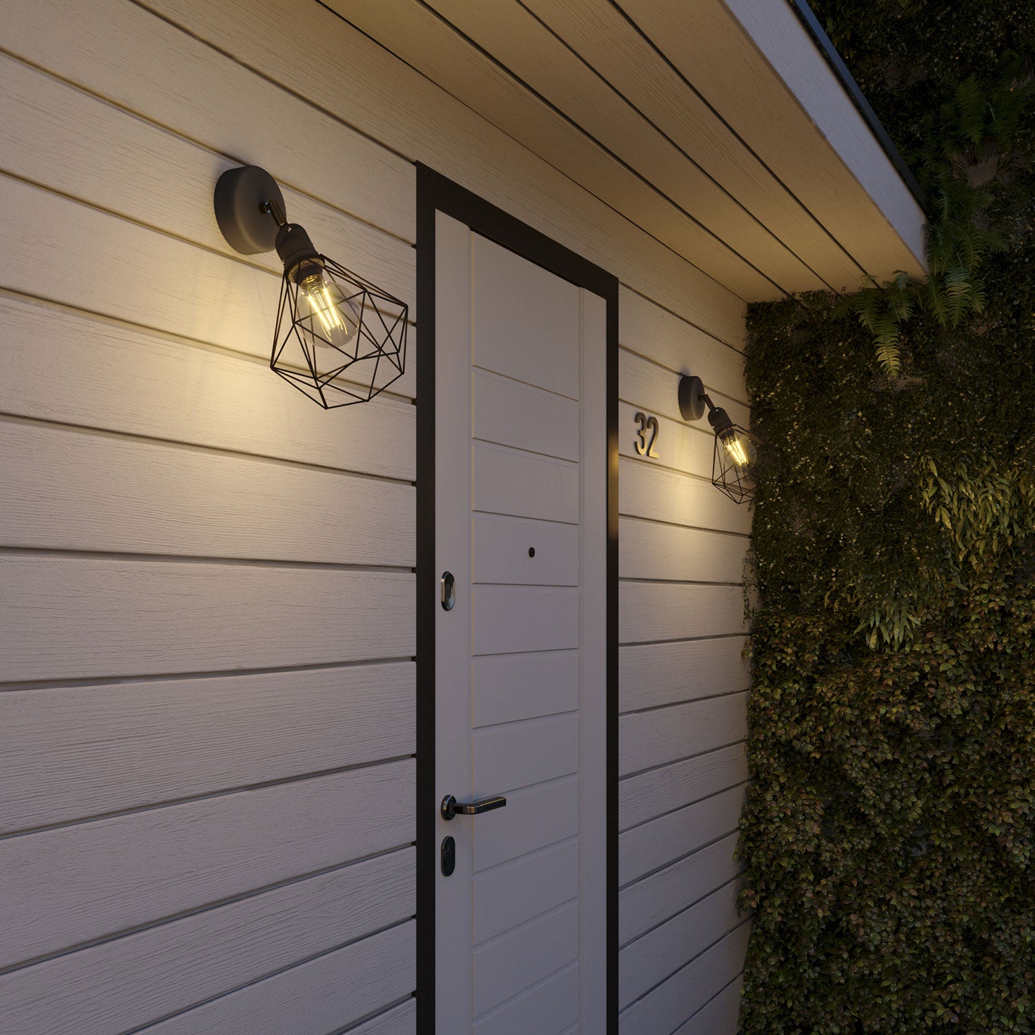 Fermaluce Modulair con snodo orientabile, paralume Diamond e portalampada IP65 waterproof - Nero