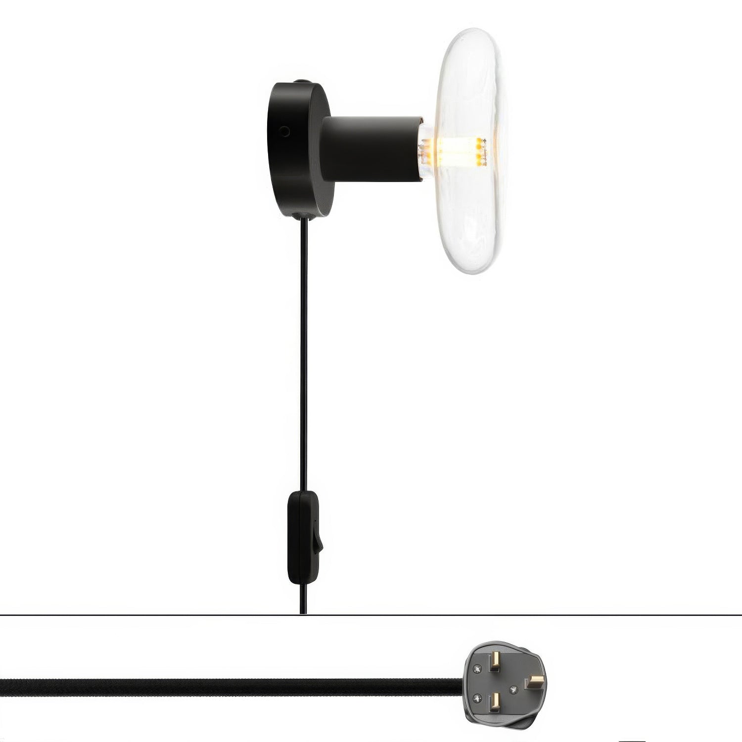 Lampada Spostaluce in metallo e spina UK - Nero