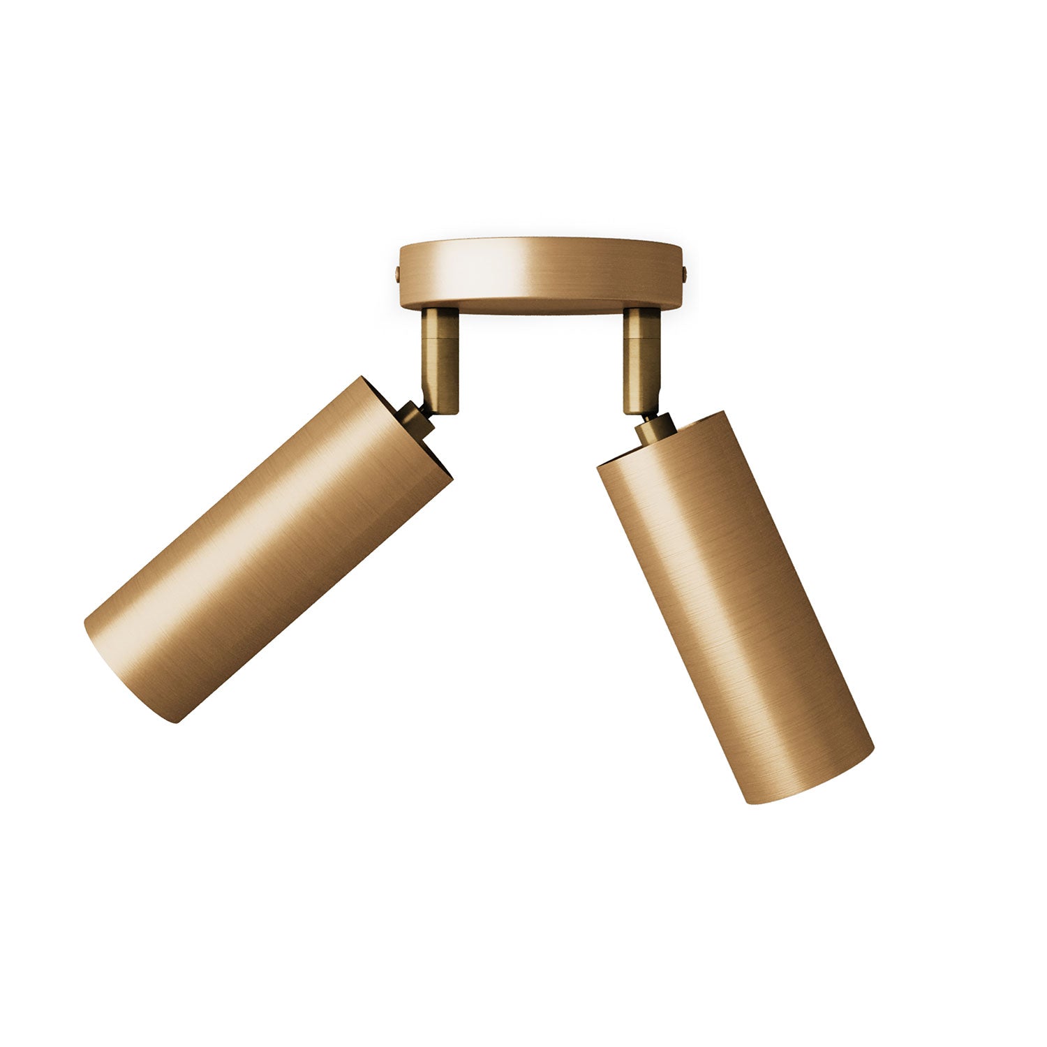Lampada a 2 faretti con paralume Tub-E14 e rosone tondo - Bronzo satinato