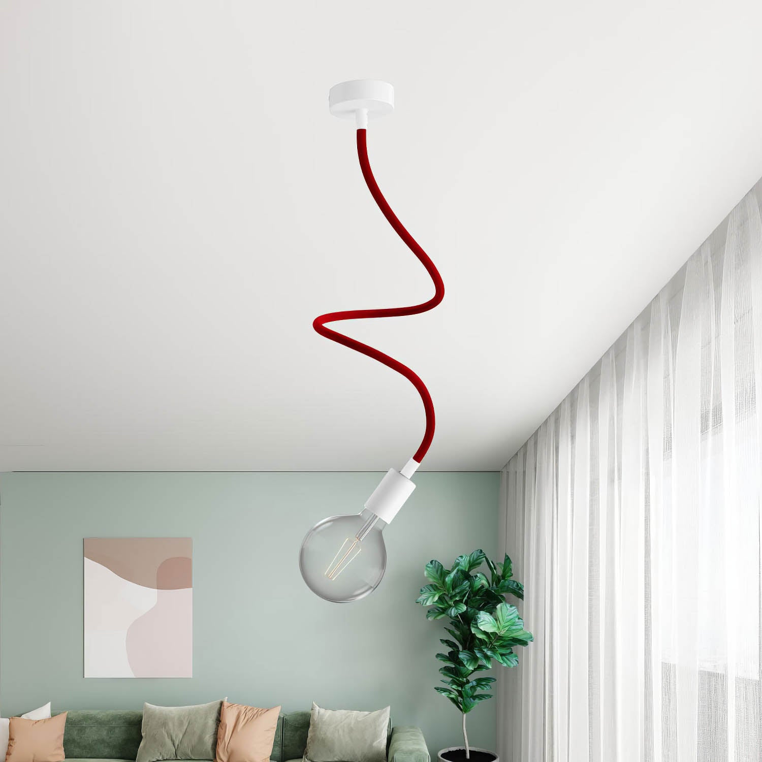 Lampada Creative Flex 90 cm da soffitto - Bianco opaco
