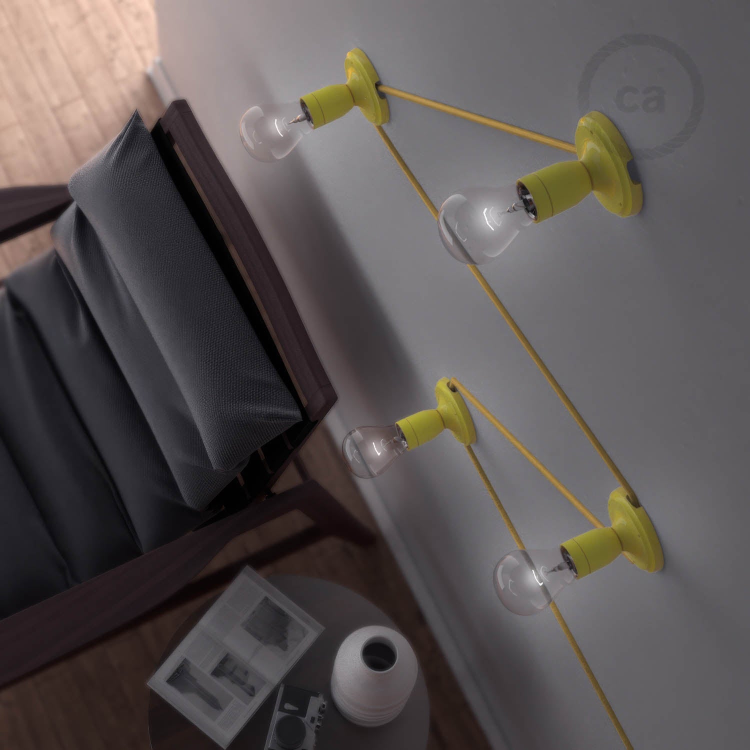 Fermaluce Color, il punto luce colorato in porcellana da parete o soffitto - Giallo