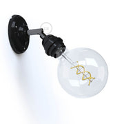 Fermaluce Classic 90° con portalampada filettato E27, lampada filomuro orientabile in porcellana - Nero