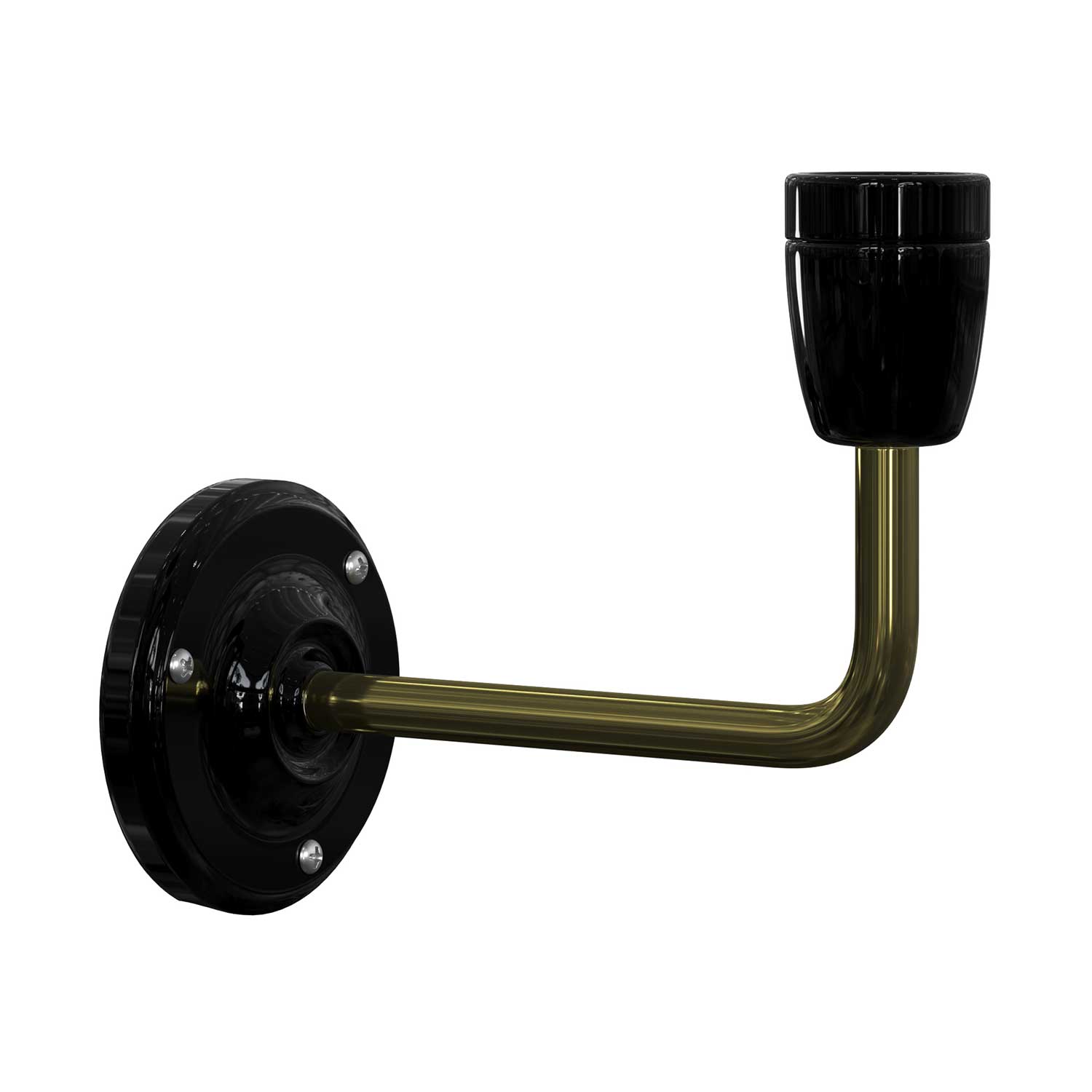 Fermaluce Classic, lampada a muro in metallo e porcellana con estensione curva - Nero