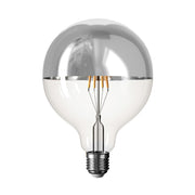 Lampadina LED mezza sfera argento B05 Linea 5V Filamento corto Globo G125 1,3W E27 Dimmerabile 2500K