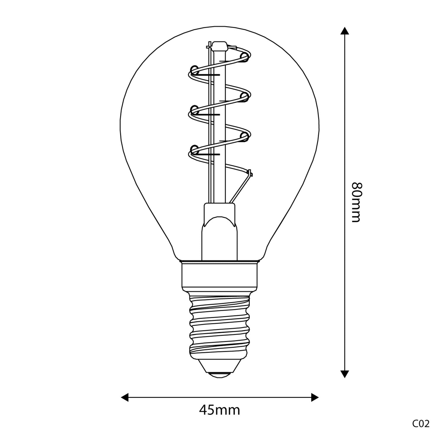 Lampadina LED Dorata Carbon Line filamento a spirale Mini Globo G45 2,2W 136Lm E14 1800K Dimmerabile - C02