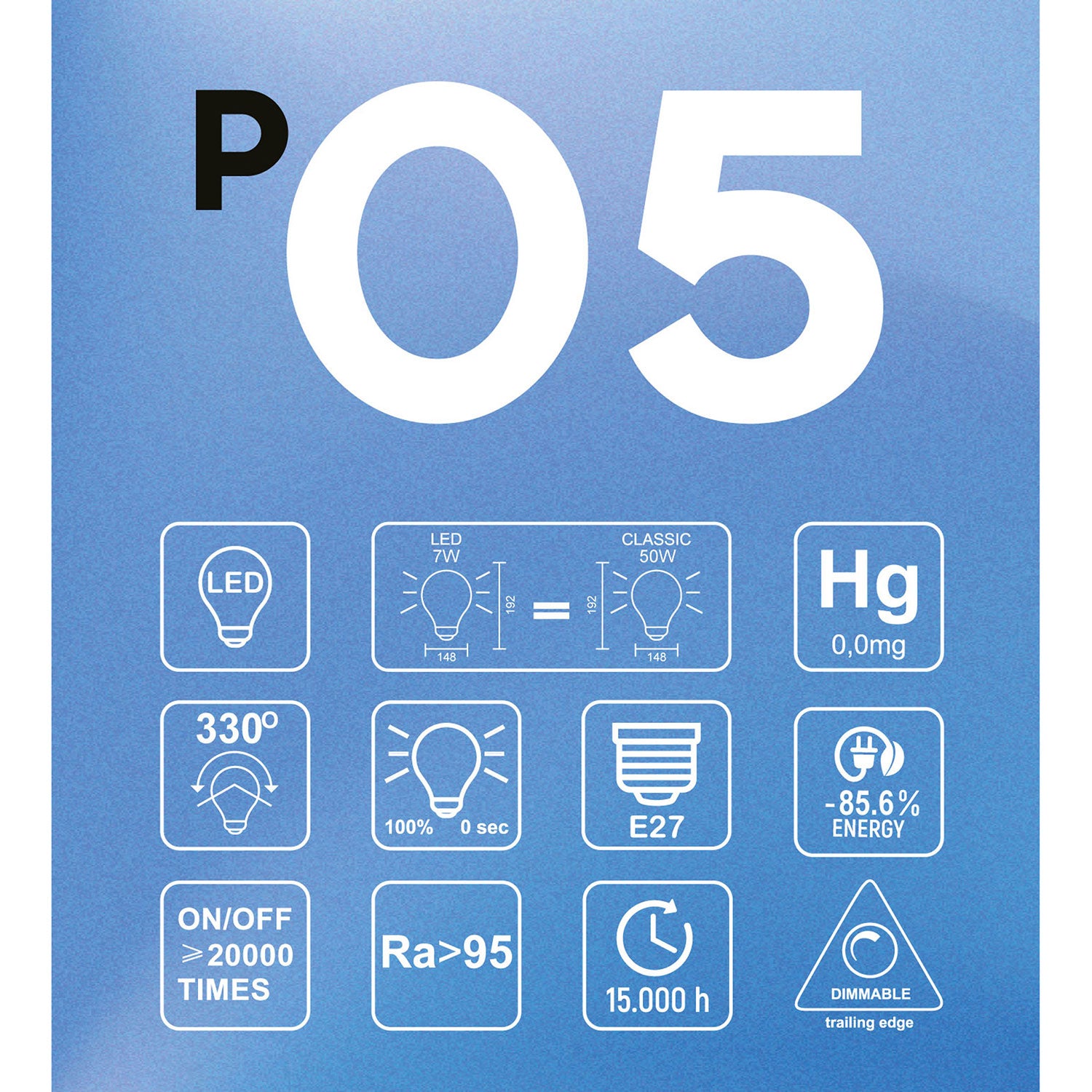 Lampadina LED Effetto Porcellana CRI 95 G150 7W 640Lm E27 2700K Dimmerabile - P05