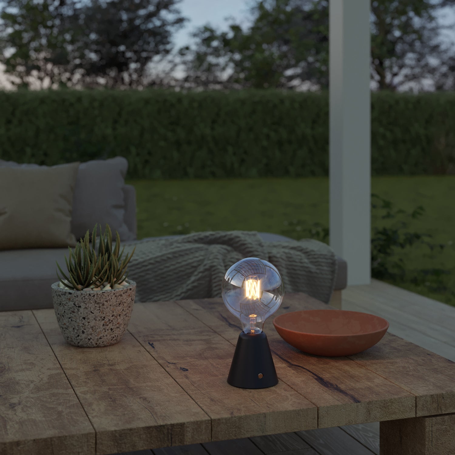 Lampada portatile ricaricabile Cabless01 con lampadina globo G125 - Nero