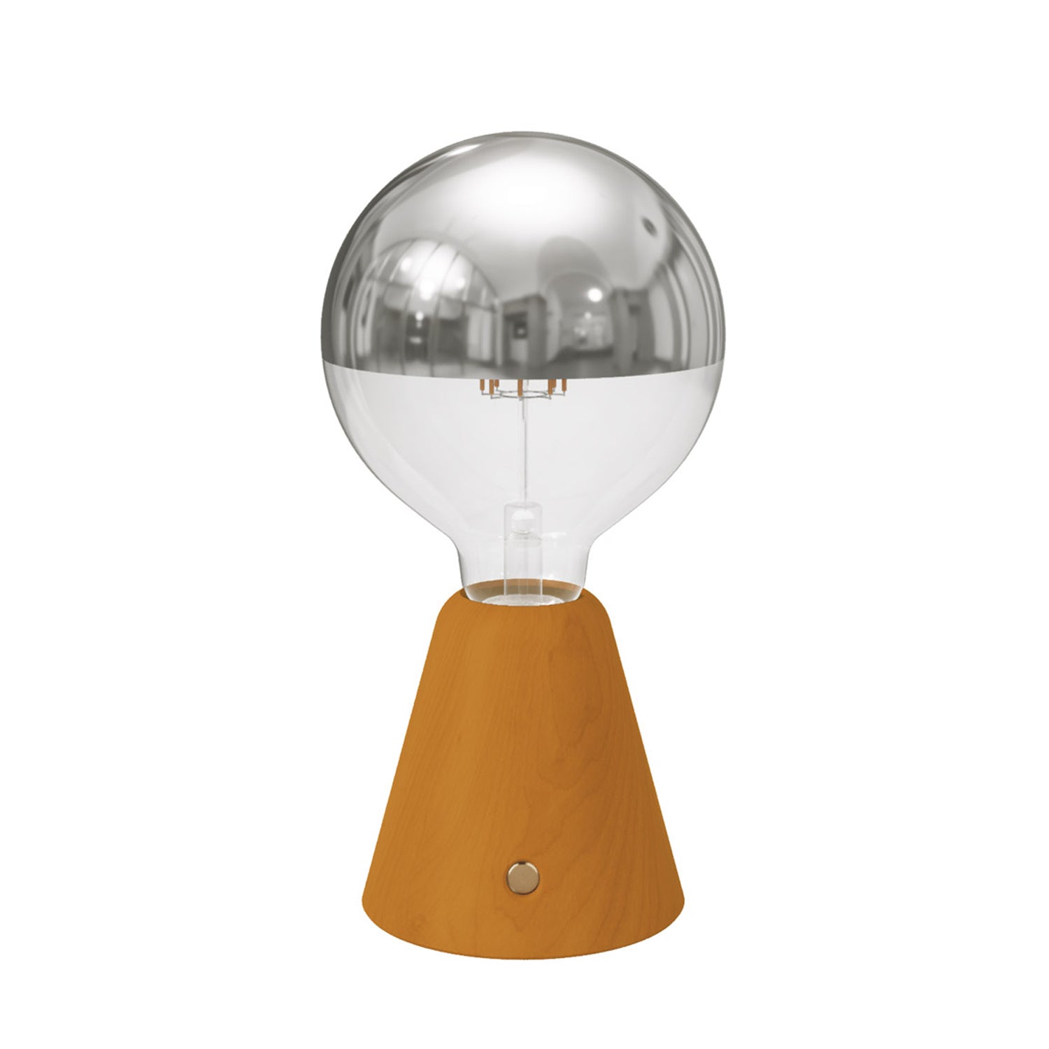 Lampada portatile ricaricabile Cabless01 con lampadina globo mezza sfera argento - Zafferano