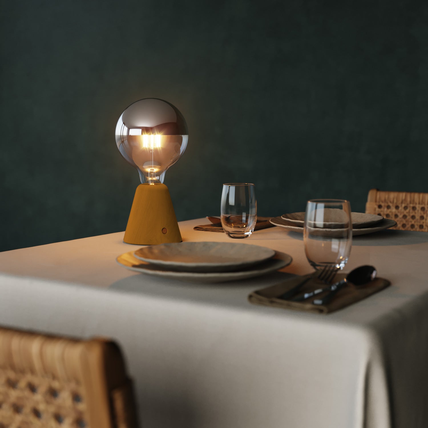 Lampada portatile ricaricabile Cabless01 con lampadina globo mezza sfera argento - Zafferano