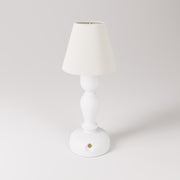 Lampada portatile ricaricabile Cabless14 con lampadina a goccia e paralume - Bianco