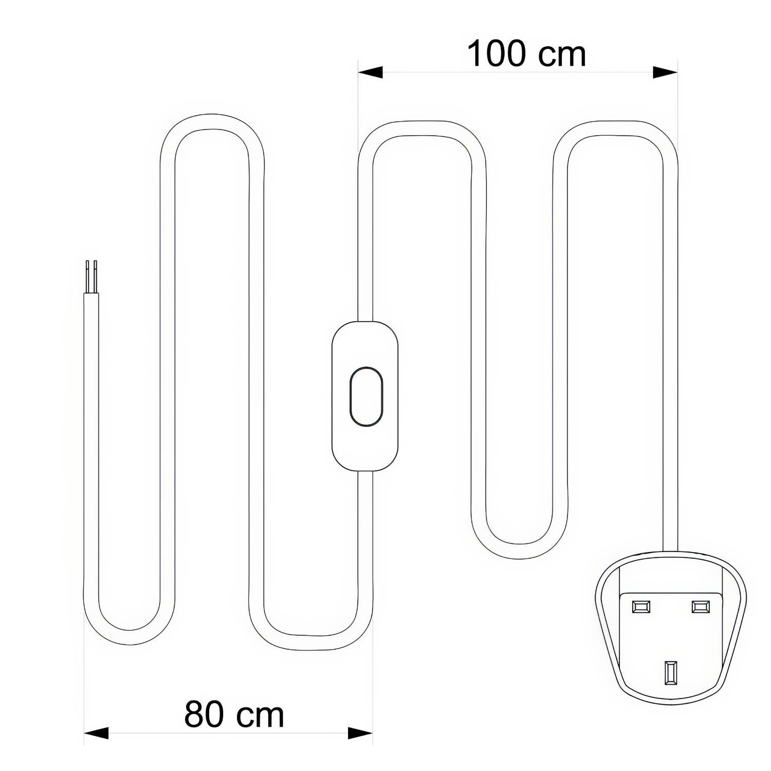 Cablaggio per lampada con cavo rame lucido e glitterato 1,80 m e spina UK