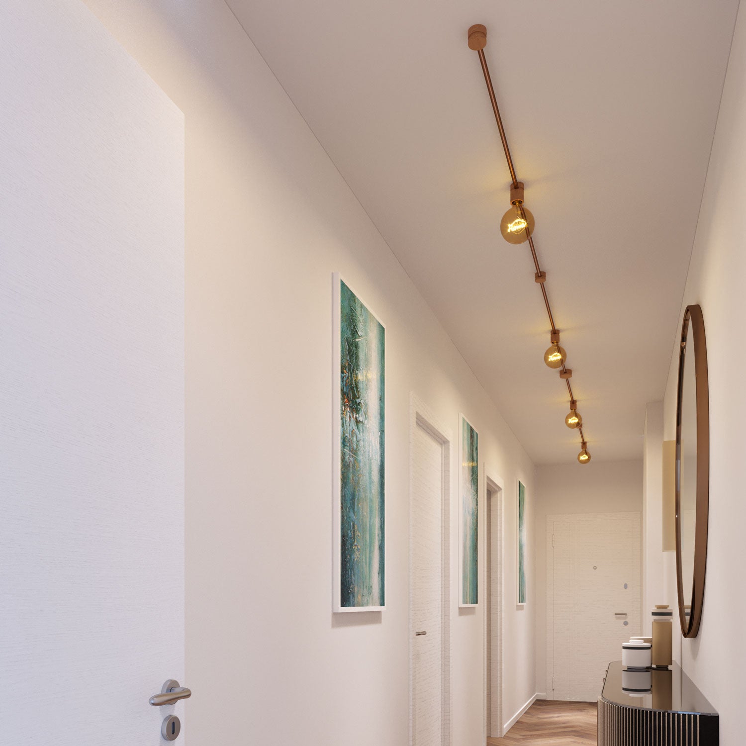 Sistema Filé Symmetric Kit - con cavo CM22 di 5 m per catenaria e 9 componenti in legno per interni