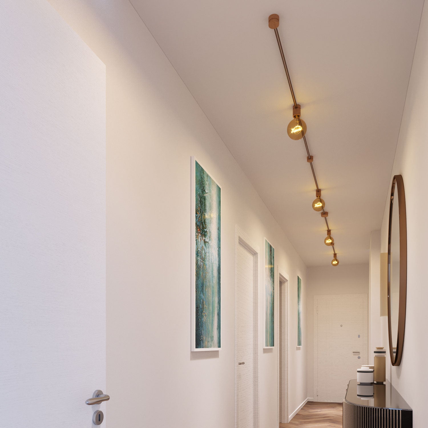 Sistema Filé Symmetric Kit - con cavo CM27 di 5 m per catenaria e 9 componenti in legno per interni