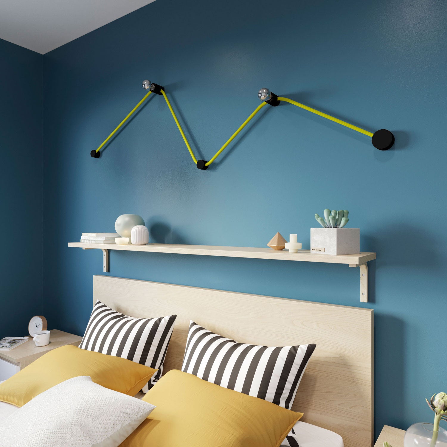 Sistema Filé Wiggle Kit - con cavo CF10 di 3 m per catenaria e 5 componenti in legno verniciato nero per interni