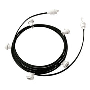 Catenaria Sistema Lumet da 7,5 m con cavo tessile CM04, 5 portalampada, gancio e spina bianchi