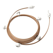 Catenaria Sistema Lumet da 7,5 m con cavo tessile CM27, 5 portalampada, gancio e spina bianchi