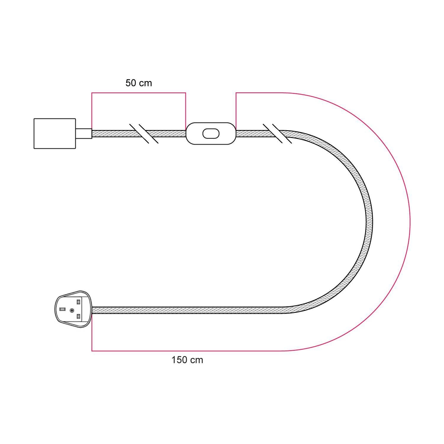 Lampada da tavolo con base in ontano, lampadina a effetto porcellana, cavo RM01 e spina UK