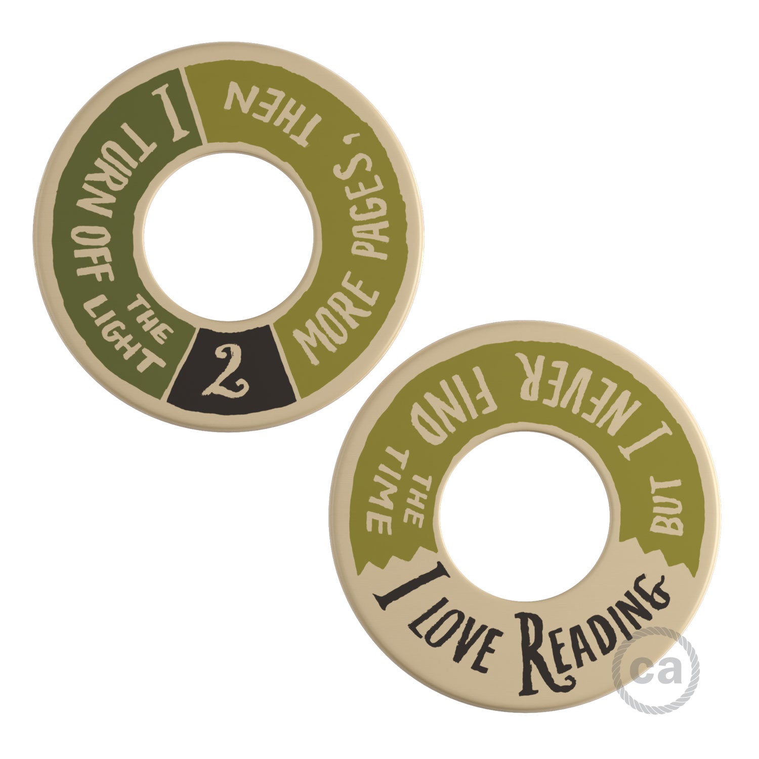 Posaluce MINI-UFO in legno double-face PALLE DA LETTURA - LOVE READING + 2 PAGES