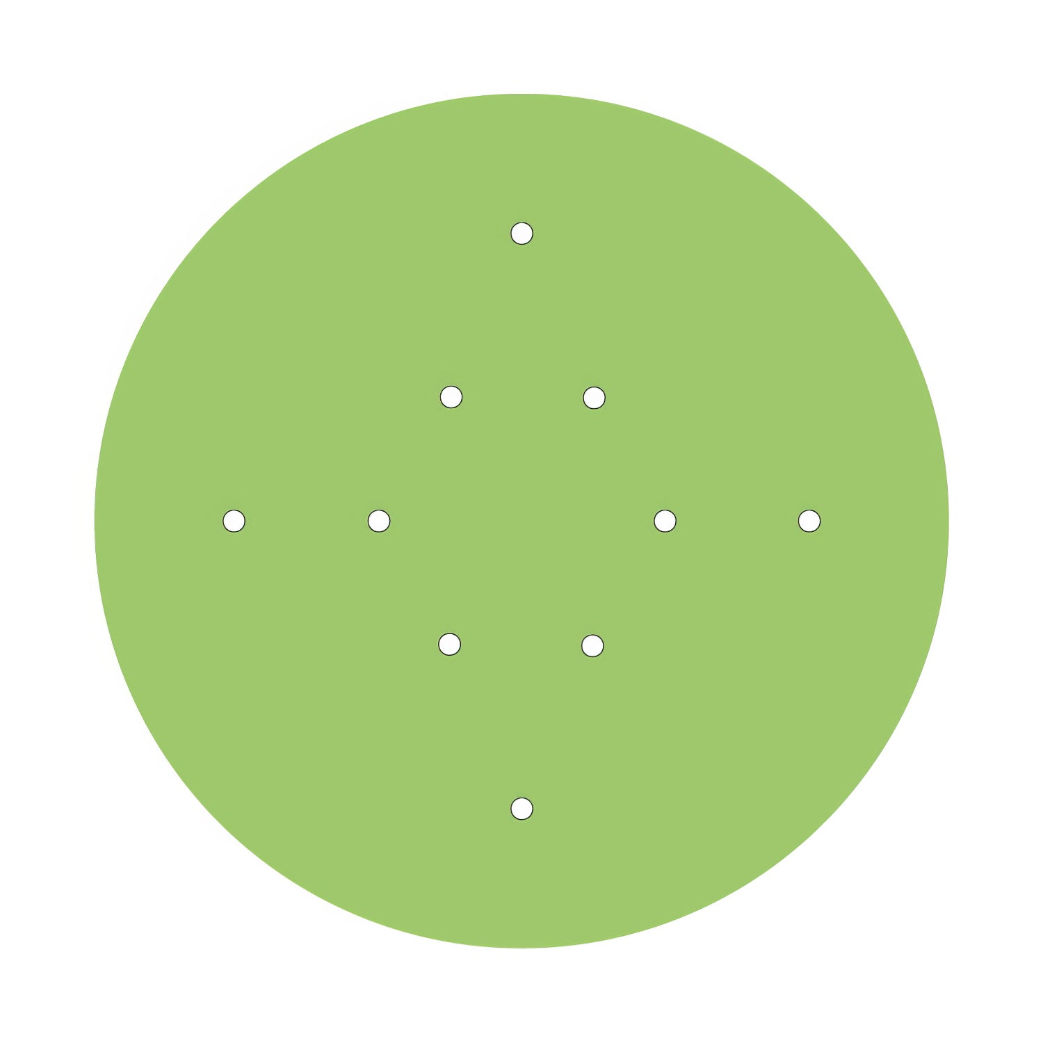 Rosone XXL Rose-One rotondo, diametro 400 mm con 10 fori e 4 fori laterali - Verde prato Bianco