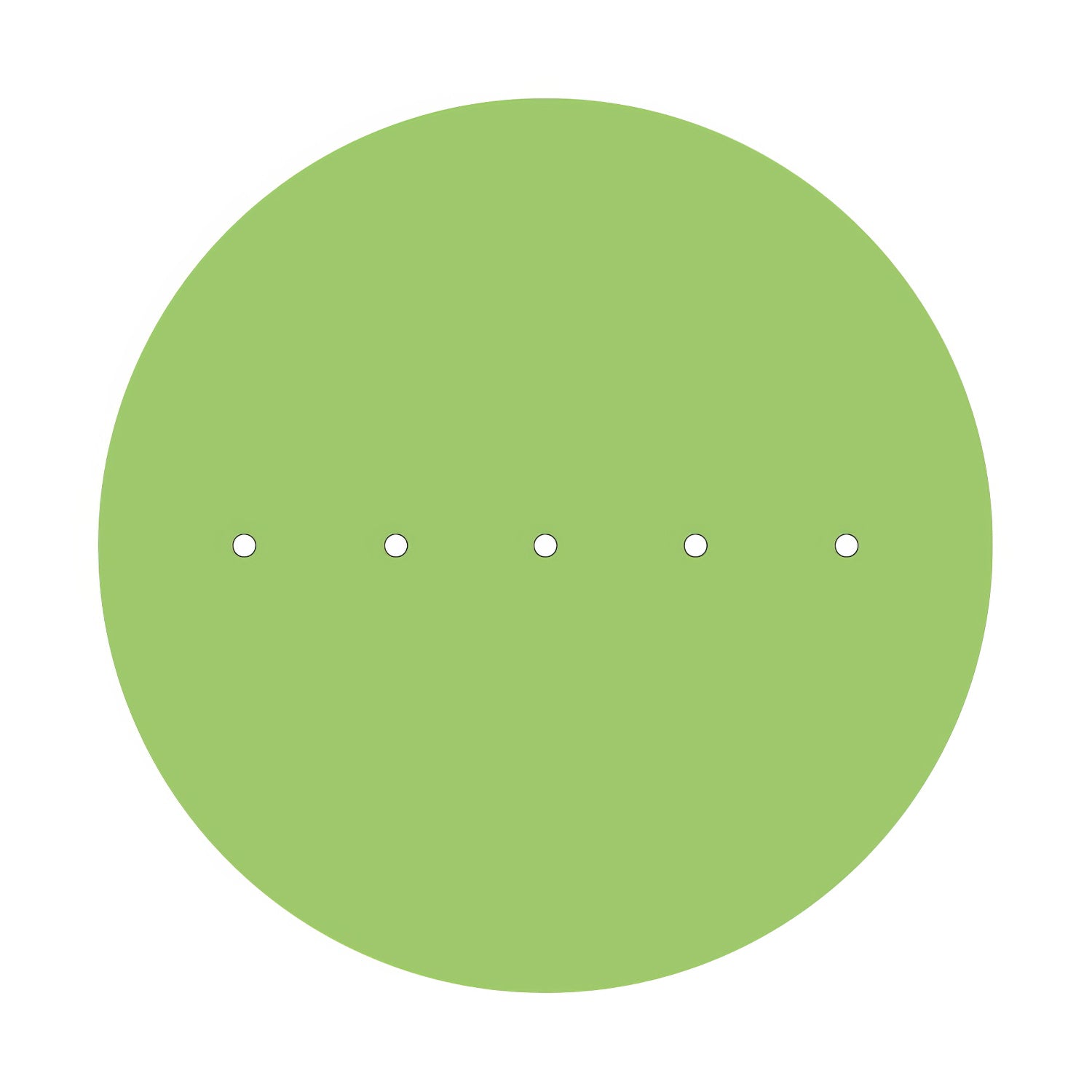 Rosone XXL Rose-One rotondo, diametro 400 mm con 5 fori in linea e 4 fori laterali - Verde prato Bianco