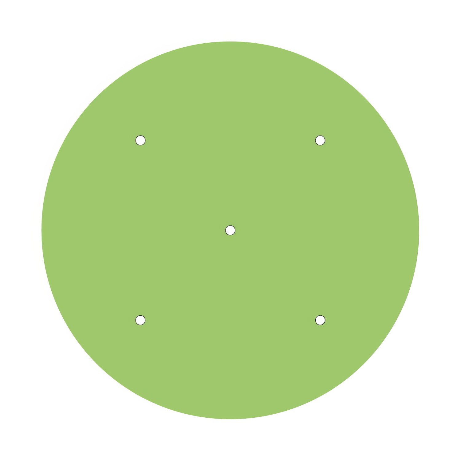 Rosone XXL Rose-One rotondo, diametro 400 mm con 5 fori e 4 fori laterali - Verde prato Bianco