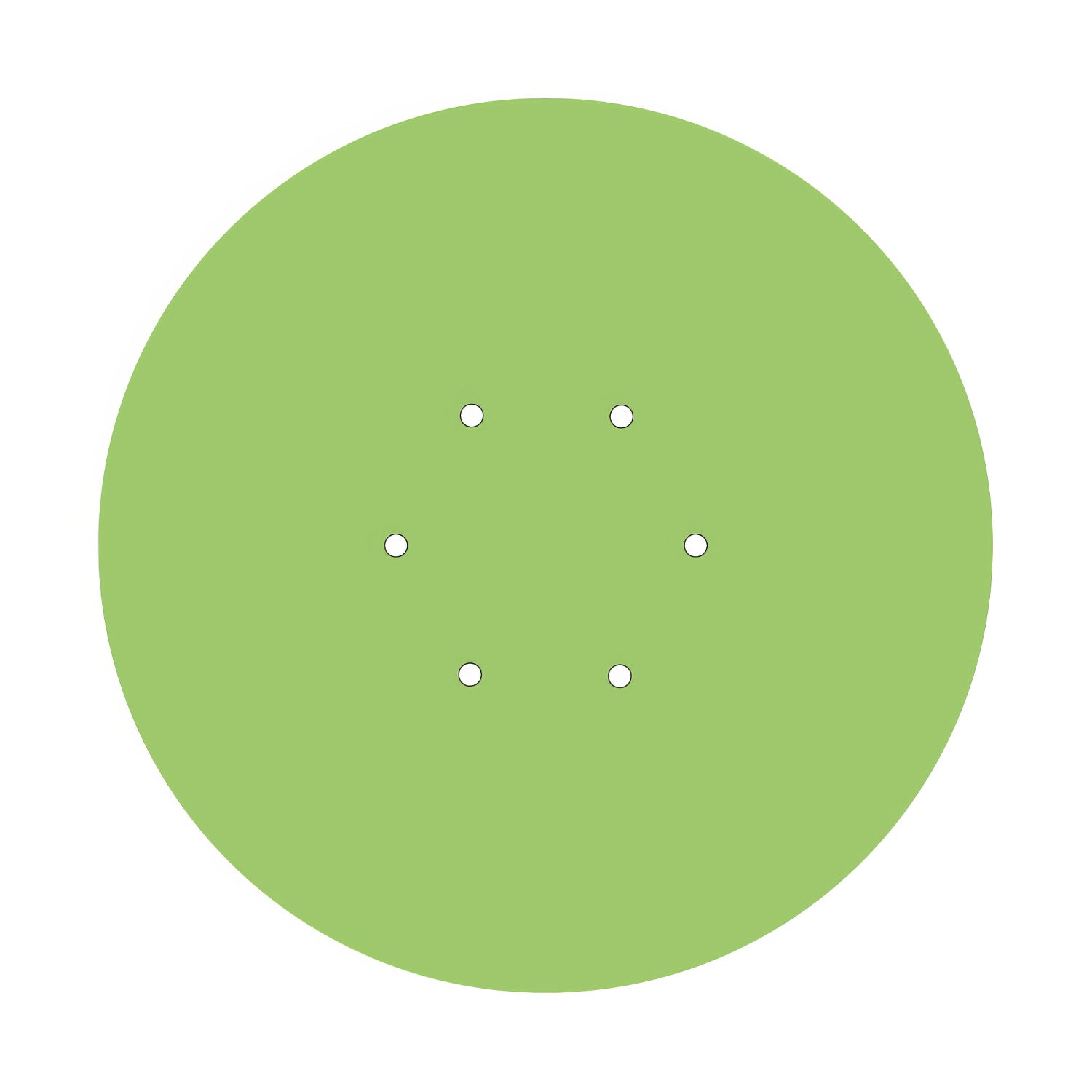 Rosone XXL Rose-One rotondo, diametro 400 mm con 6 fori e 4 fori laterali - Verde prato Bianco