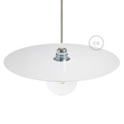 Piatto Ellepì oversize in ferro verniciato per lampade a sospensione, diametro 40 cm - Made in Italy - Bianco